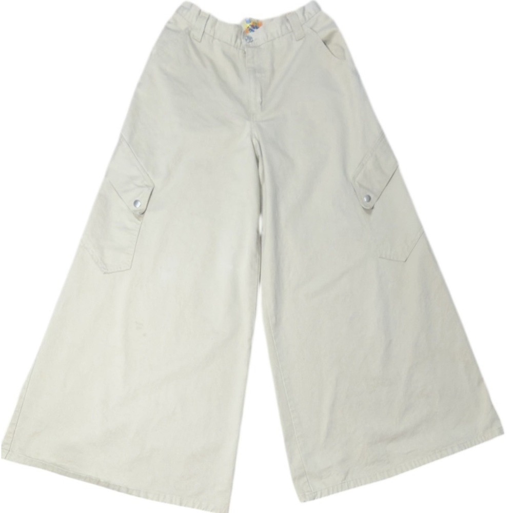 Y2k 90s Paris‎ Blues Extreme Ultra Wide Leg Pants Sz 9 Tan Utility Hippie Retro